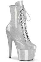Pleaser USA Adore-1020GP 7inch Pleaser Boots - Silver Glitter-Pleaser USA-Pole Junkie