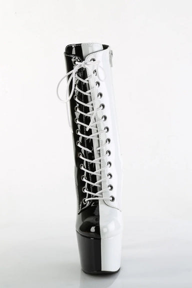 Pleaser USA Adore-1040TT 7inch Pleaser Boots - Patent Black/White-Pleaser USA-Pole Junkie