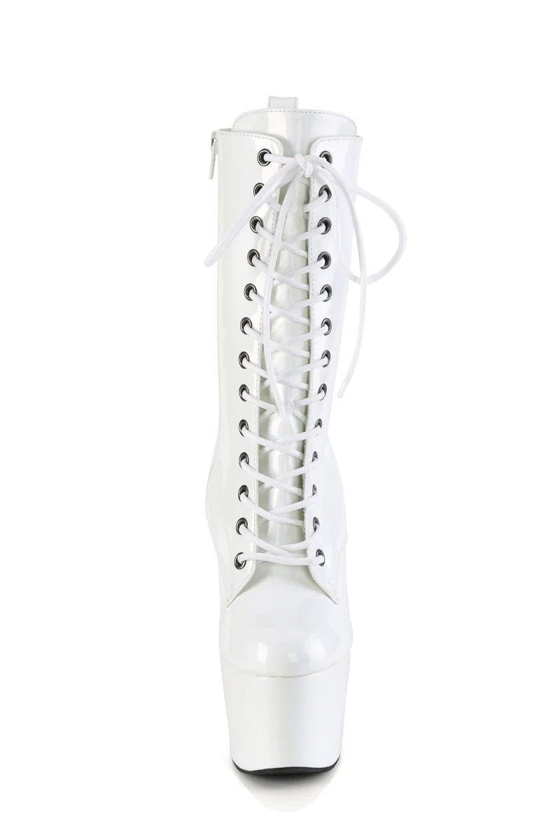 Pleaser USA Adore-1040WR 7inch Pleaser Boots - Holographic White
