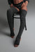 Rolling Cable Knit Thigh High Leg Warmers with Stirrups - Charcoal-Rolling-Pole Junkie