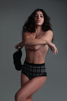 Rolling Alpha High Waisted Hot Pants - Tartan-Rolling-Pole Junkie