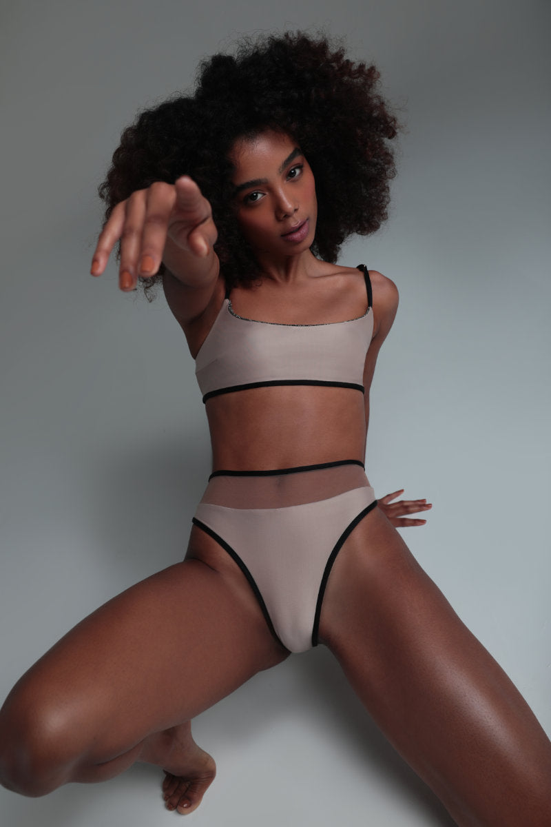 Rolling Vento Glam Reversible Bottoms - Black Lurex / Beige-Rolling-Pole Junkie