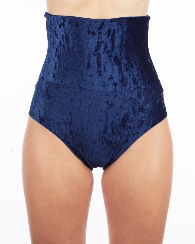 Dragonfly Velvet Betty High-Waisted Shorts - Blue-Dragonfly-Pole Junkie