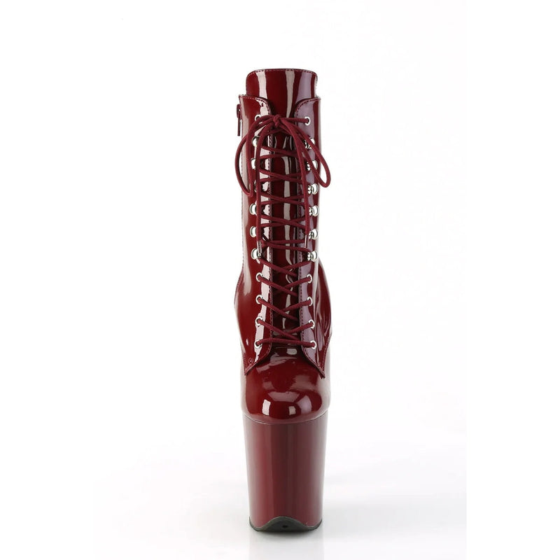 Pleaser USA Flamingo-1020 8inch Pleaser Boots - Patent Burgundy-Pleaser USA-Pole Junkie