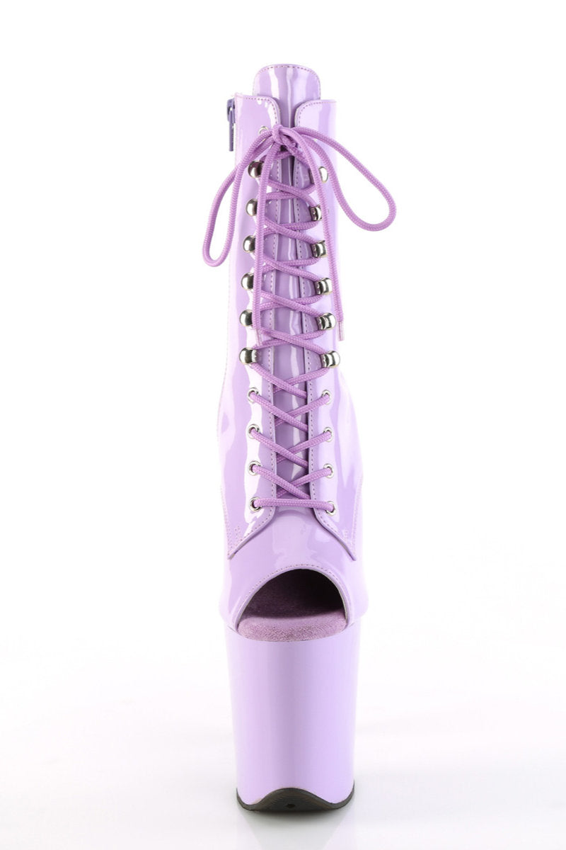 Pleaser USA Flamingo-1021 Peep Toe 8inch Pleaser Boots - Patent Lavender