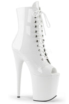Pleaser USA Flamingo-1021 8inch Pleaser Peep toe Boots - Patent White-Pleaser USA-Pole Junkie
