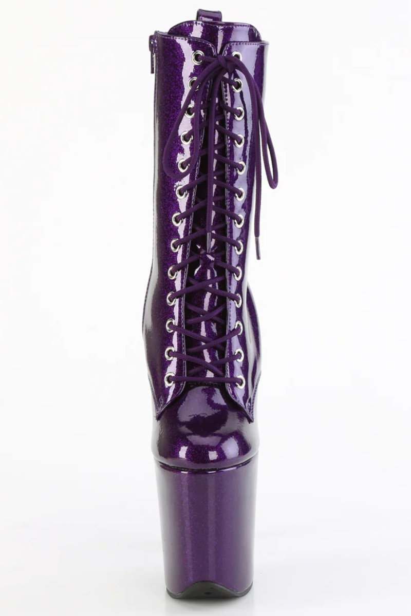 Pleaser USA Flamingo-1040GP 8inch Pleaser Boots - Purple Glitter