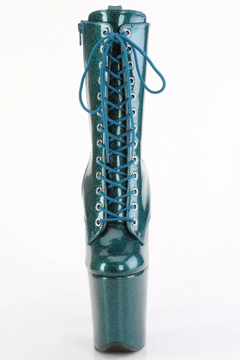Pleaser USA Flamingo-1040GP 8inch Pleaser Boots - Teal Glitter