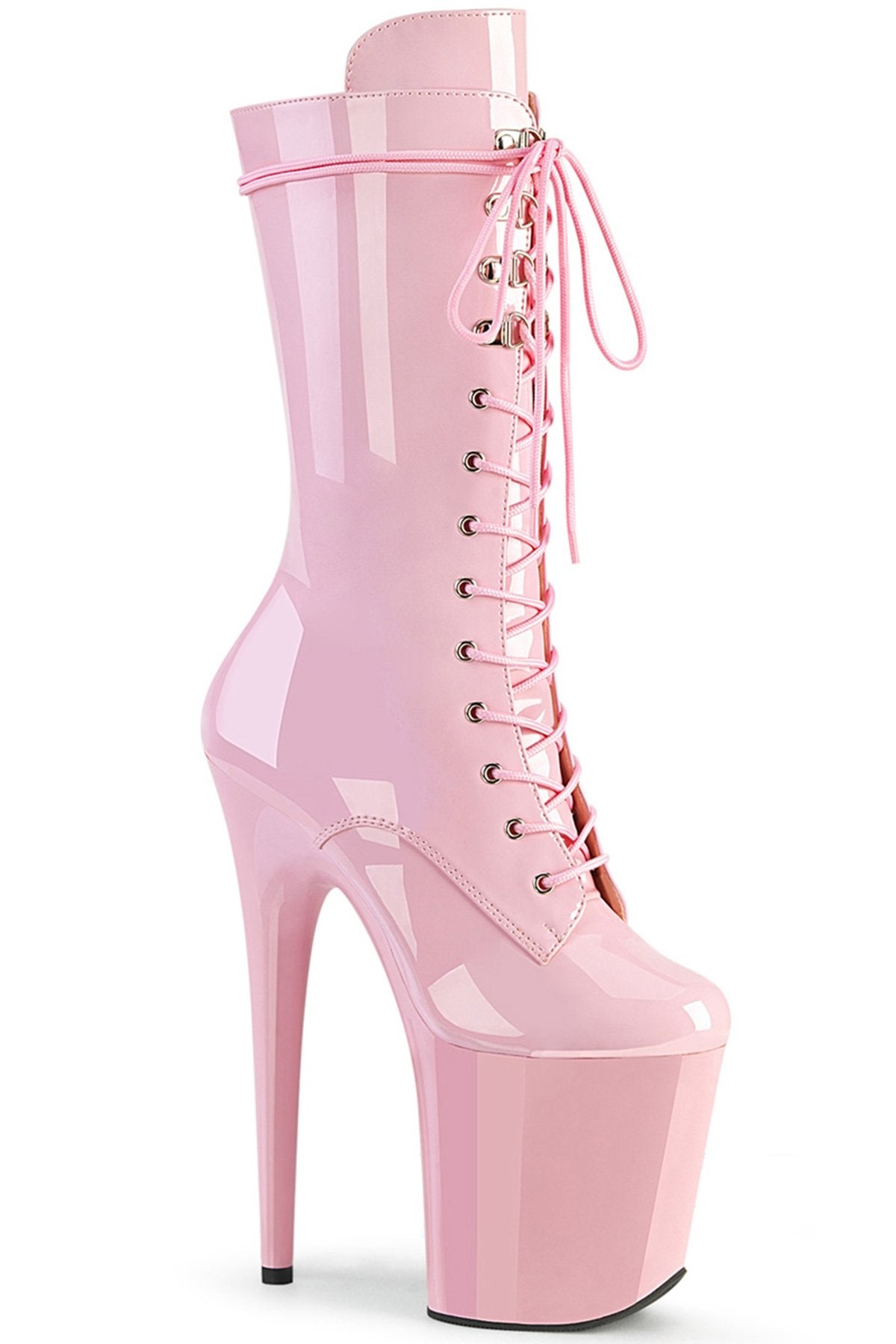 Pleaser USA Flamingo-1050 8inch Pleaser Boots - Patent Baby Pink-Pleaser USA-Pole Junkie