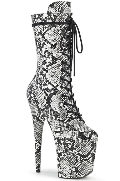 Pleaser USA Flamingo-1050SP 8inch Pleaser Boots - White Snake-Pleaser USA-Pole Junkie