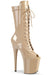 Pleaser USA Flamingo-1051 8inch Peep Toe Pleaser Boots - Patent Beige-Pleaser USA-Pole Junkie