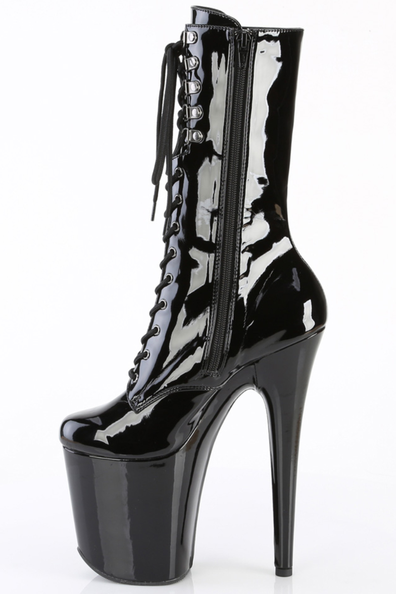 Pleaser USA Flamingo-1054 8inch Pleaser Boots - Patent Black