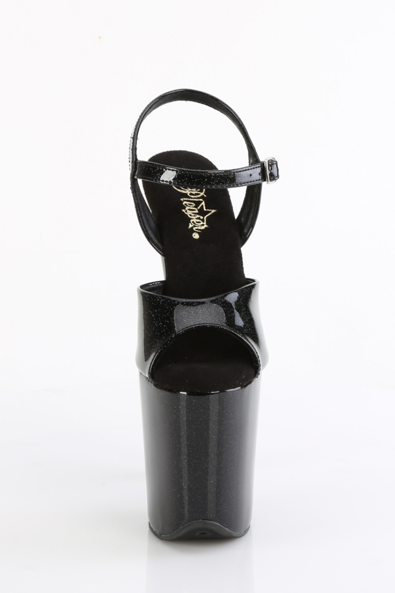 Pleaser USA Flamingo-809GP 8inch Pleasers - Black Glitter-Pleaser USA-Pole Junkie