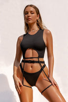 Creatures of XIX SAFARI Buckle Up Garter Top - Black-Creatures of XIX-Pole Junkie