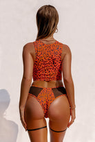 Creatures of XIX SAFARI Buckle Up Garter Top - Orange Cheetah-Creatures of XIX-Pole Junkie