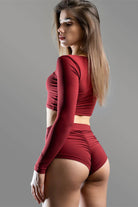 Dragonfly Lola High-Waisted Shorts - Burgundy-Dragonfly-Pole Junkie