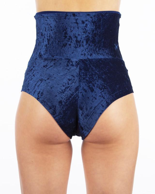 Dragonfly Velvet Betty High-Waisted Shorts - Blue-Dragonfly-Pole Junkie