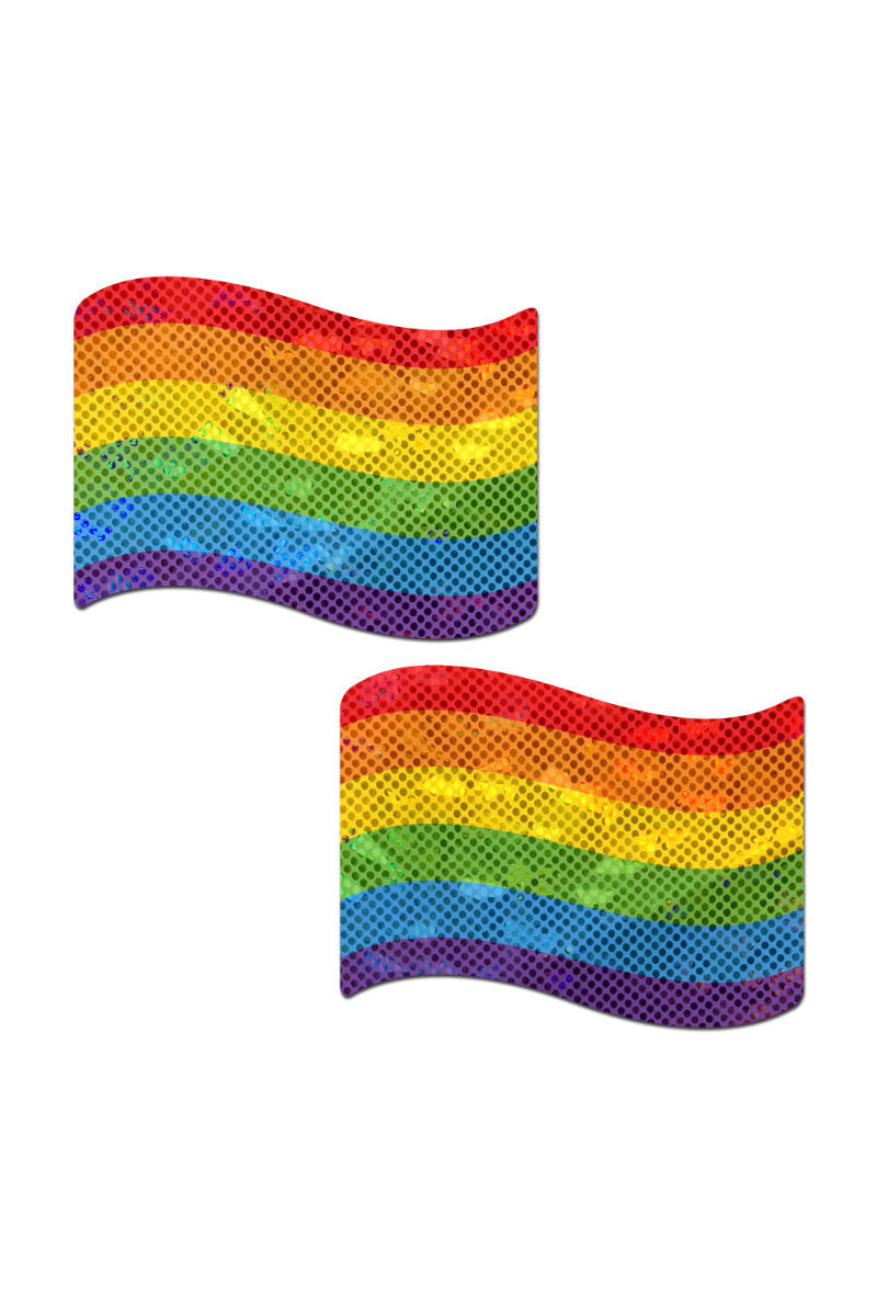 Pastease Waving Flag Nipple Pasties - Pride Rainbow
