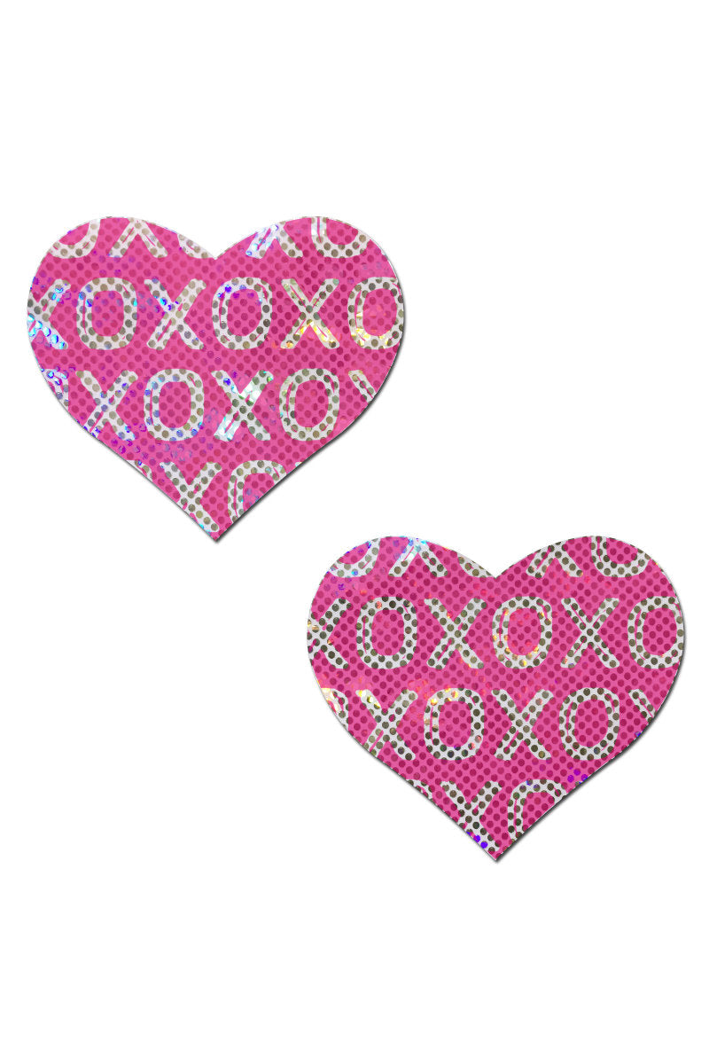 Pastease XO Heart Nipple Pasties - Disco Ball Pink