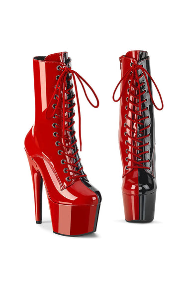 Pleaser USA Adore-1040TT 7inch Pleaser Boots - Patent Black/Red-Pleaser USA-Pole Junkie