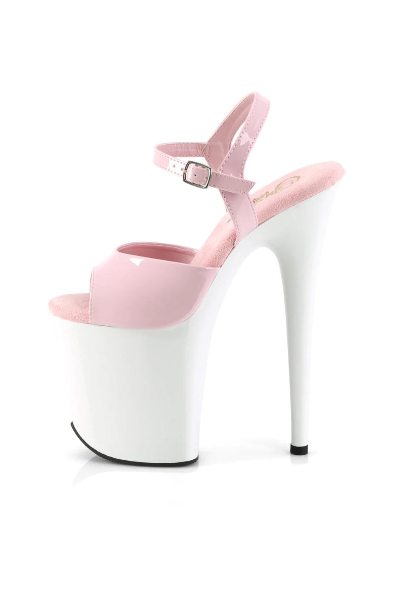 Light Pink Patent Leather Peep Toe Platform Heels