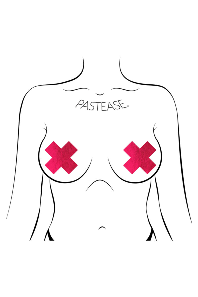 Pastease Cross Nipple Pasties - Caution Tape