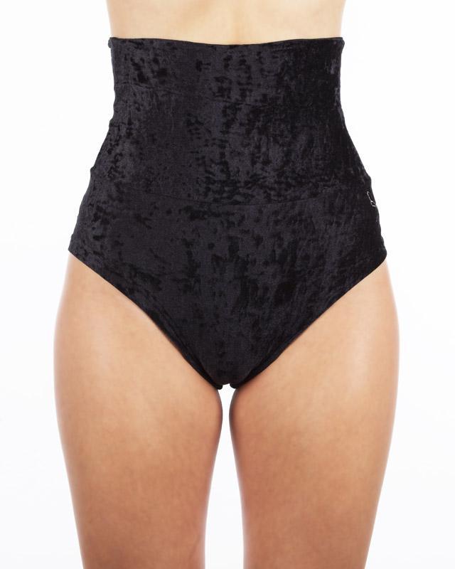 Dragonfly Velvet Betty High-Waisted Shorts - Black-Dragonfly-Pole Junkie